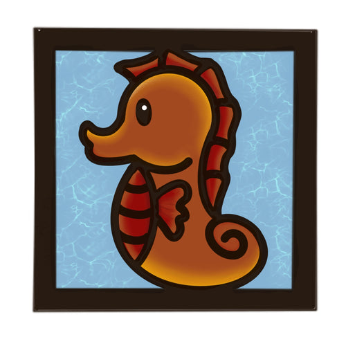 OL4609 - MDF Ladder Insert Tile - Doodle Cute Sealife - Seahorse - Olifantjie - Wooden - MDF - Lasercut - Blank - Craft - Kit - Mixed Media - UK