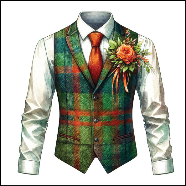 UV421 - UVDTF - Wedding Event Prom Theme - Suit Waistcoat style 14 - Olifantjie - Wooden - MDF - Lasercut - Blank - Craft - Kit - Mixed Media - UK