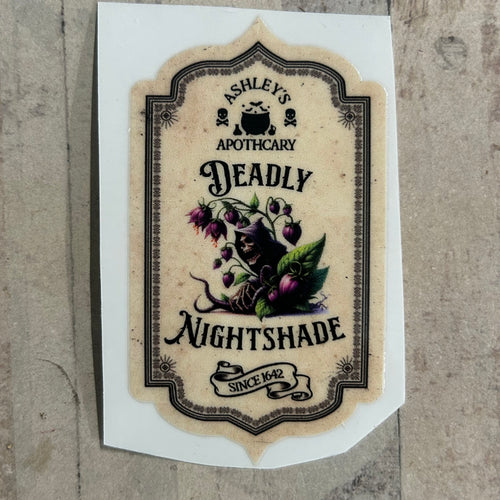 UV382 - UVDTF - DECAL ONLY - Personalised Vintage Style Potion Bottle Label - Mixed sizes - Deadly Nightshade 1 - Olifantjie - Wooden - MDF - Lasercut - Blank - Craft - Kit - Mixed Media - UK