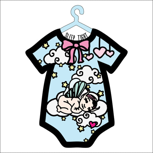 OL4625 - MDF Doodle layered personalised baby grow - Fairy Angel Baby Girl - Olifantjie - Wooden - MDF - Lasercut - Blank - Craft - Kit - Mixed Media - UK