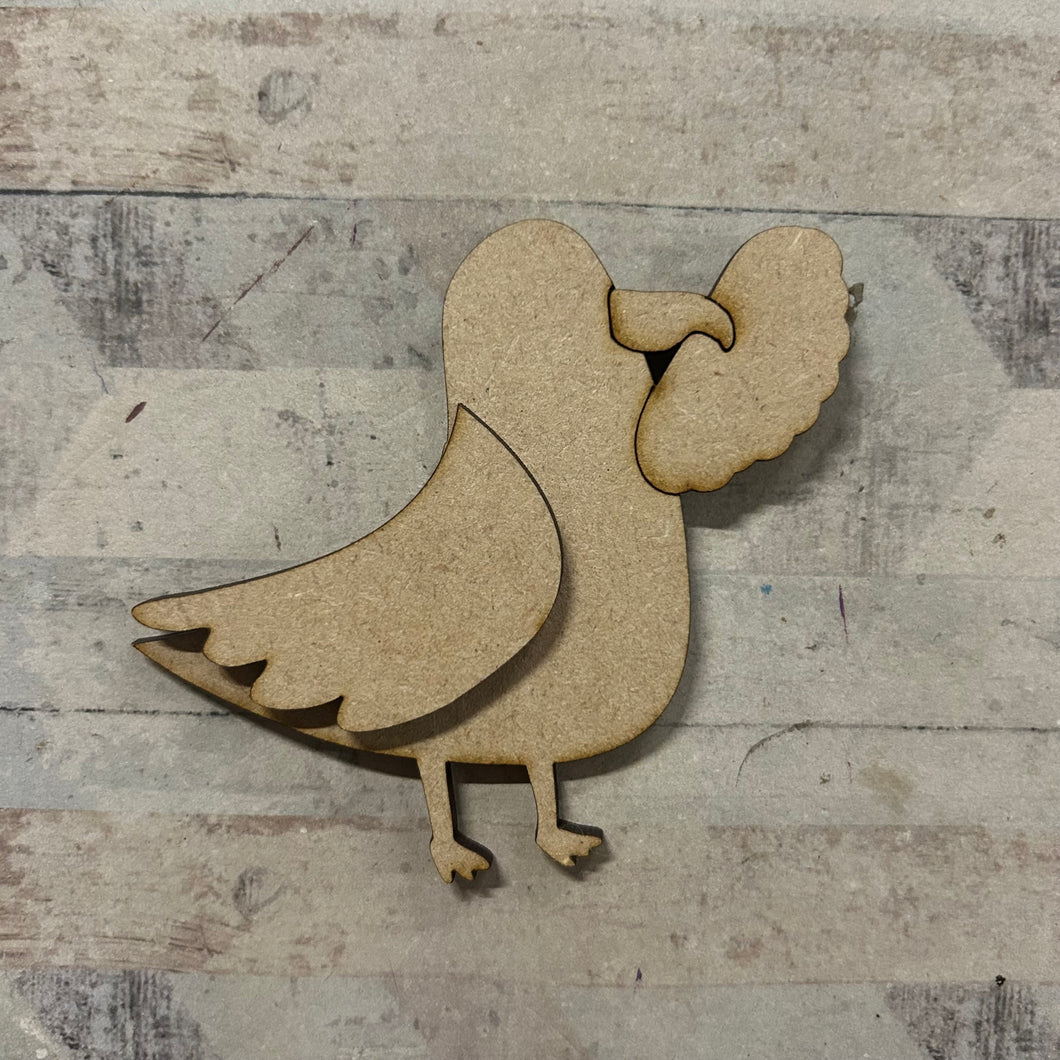 OL5206 - MDF Layered Seagull Magnet 8.5cm size with Cornish pasty - Olifantjie - Wooden - MDF - Lasercut - Blank - Craft - Kit - Mixed Media - UK