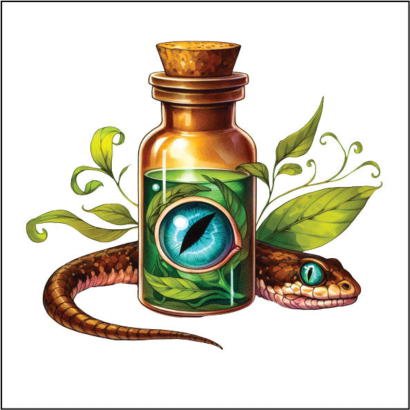 UV389 - UVDTF - Halloween Mystical Witchy Theme - Newt Eye Bottle - Olifantjie - Wooden - MDF - Lasercut - Blank - Craft - Kit - Mixed Media - UK