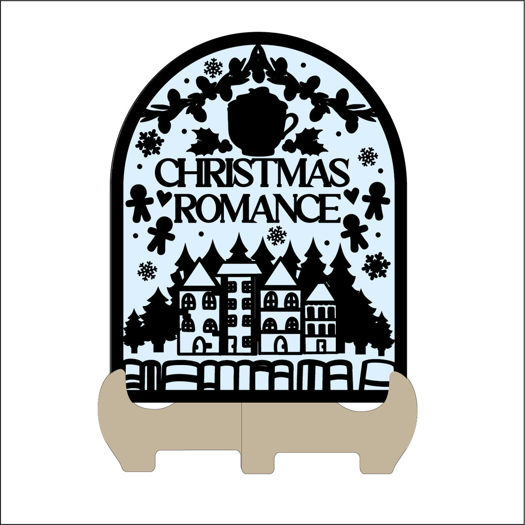 OL6020 - MDF Arched Themed Personalised Book Shelf Plaque with optional stand - Christmas Scene - Olifantjie - Wooden - MDF - Lasercut - Blank - Craft - Kit - Mixed Media - UK