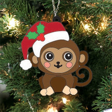 OL3754 - MDF  - Cute Santa Monkey - Olifantjie - Wooden - MDF - Lasercut - Blank - Craft - Kit - Mixed Media - UK