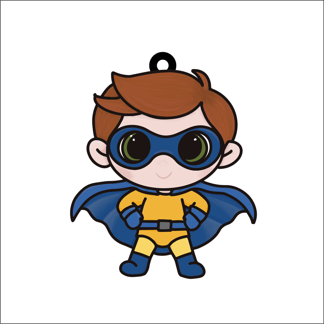 OL5915 - MDF Doodle Super Hero Hanging Bauble - 3 - Olifantjie - Wooden - MDF - Lasercut - Blank - Craft - Kit - Mixed Media - UK