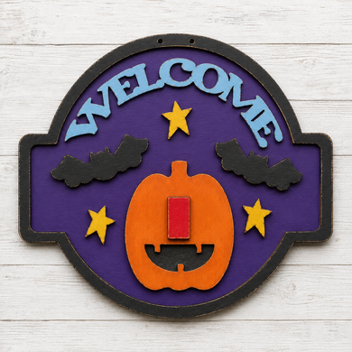 NO930 - MDF Welcome Autumn Halloween Hanging Plaque