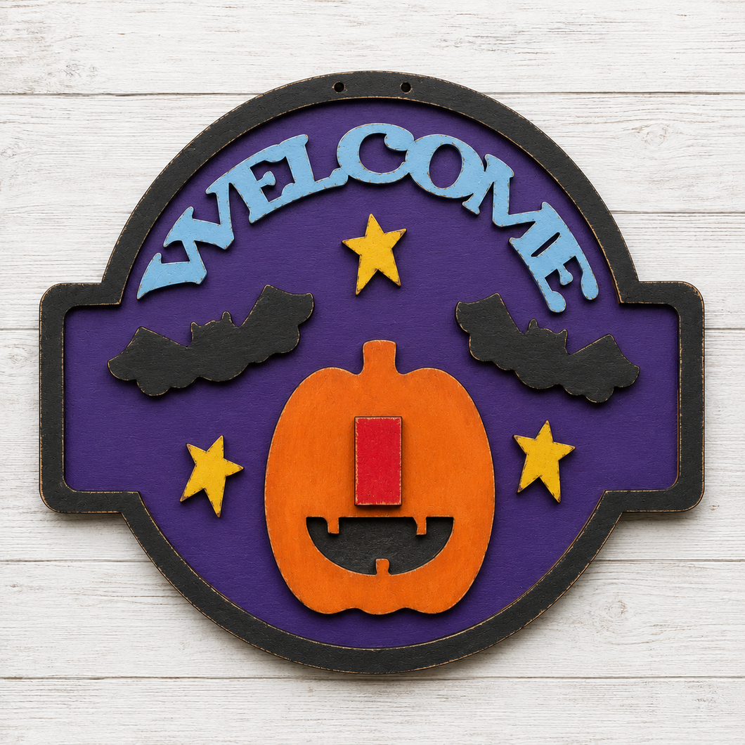 NO930 - MDF Welcome Autumn Halloween Hanging Plaque