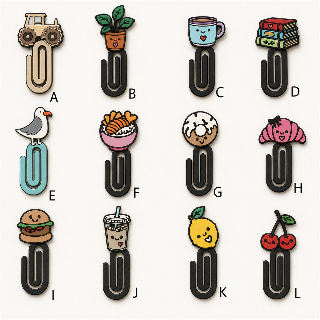 OL6160 - MDF Themed Paperclip Bookmarks -choose 1