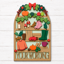 OL6161 - MDF Large Arched Autumn Themed Personalised Book Case Plaque with optional stand