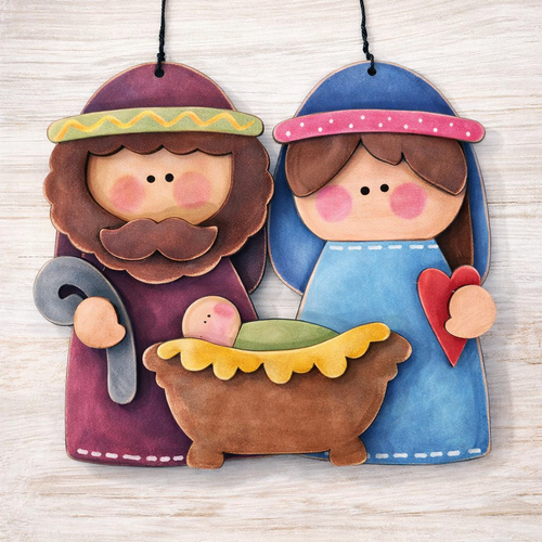 NO841 - MDF Nativity Scene hanging Christmas decoration - 2 sizes - Olifantjie - Wooden - MDF - Lasercut - Blank - Craft - Kit - Mixed Media - UK