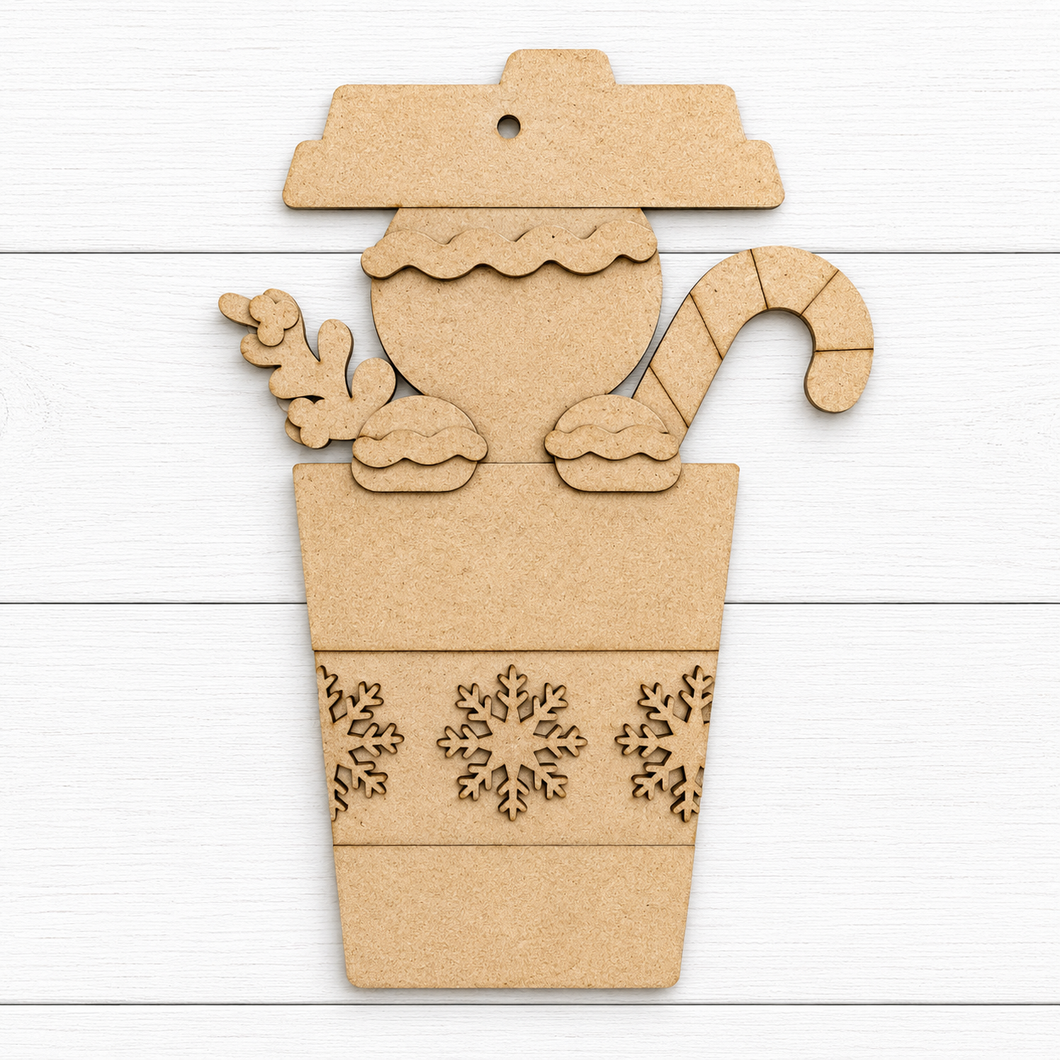 NO909 - MDF Santa Gingerbread Coffee Ornament