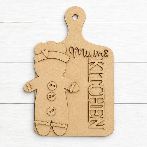 NO923 - MDF Mums Kitchen Gingerbread Chopping Board - Olifantjie - Wooden - MDF - Lasercut - Blank - Craft - Kit - Mixed Media - UK