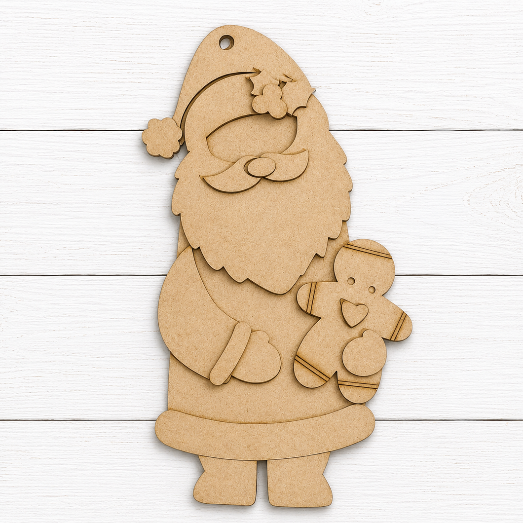 NO908 - MDF Santa Gingerbread Ornament