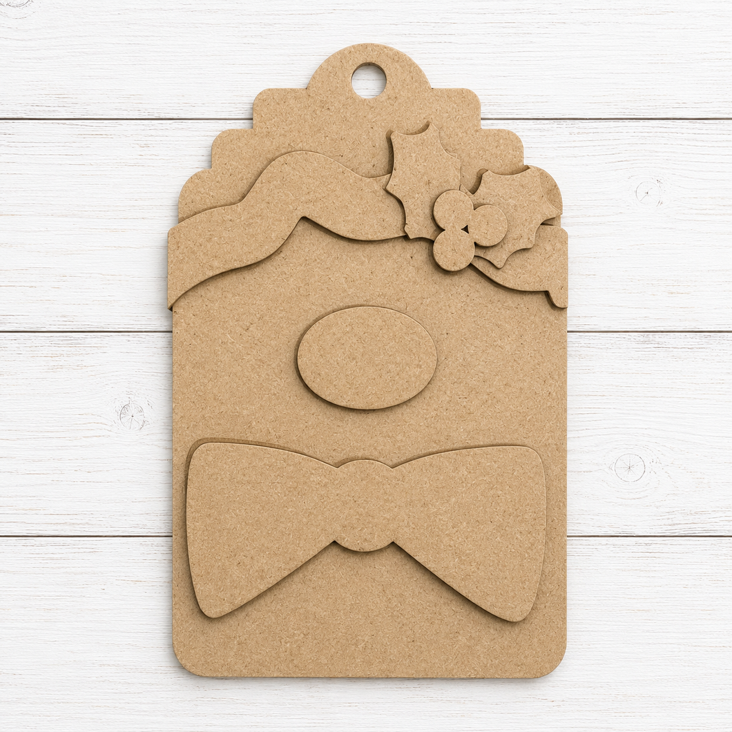 NO902 - MDF Gingerbread Head Tag Bauble Ornament