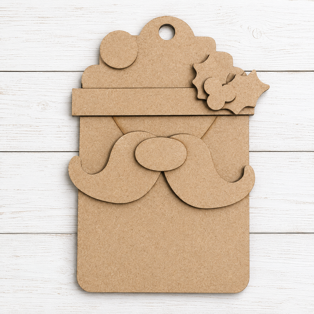 NO900 - MDF Santa Head Tag Bauble Ornament