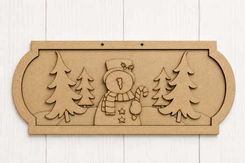 NO919 - MDF Snowman Street Sign - Olifantjie - Wooden - MDF - Lasercut - Blank - Craft - Kit - Mixed Media - UK