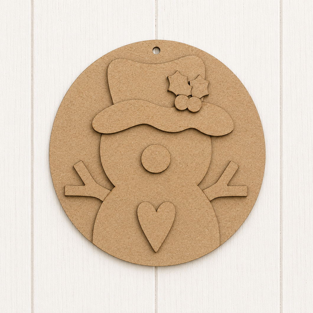 NO907 - MDF Snowman Round Bauble Ornament
