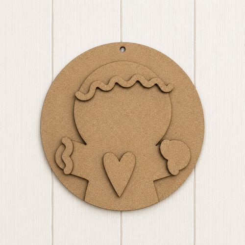 NO906 - MDF Gingerbread Round Bauble Ornament - Olifantjie - Wooden - MDF - Lasercut - Blank - Craft - Kit - Mixed Media - UK