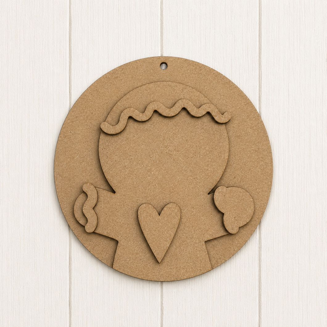 NO906 - MDF Gingerbread Round Bauble Ornament