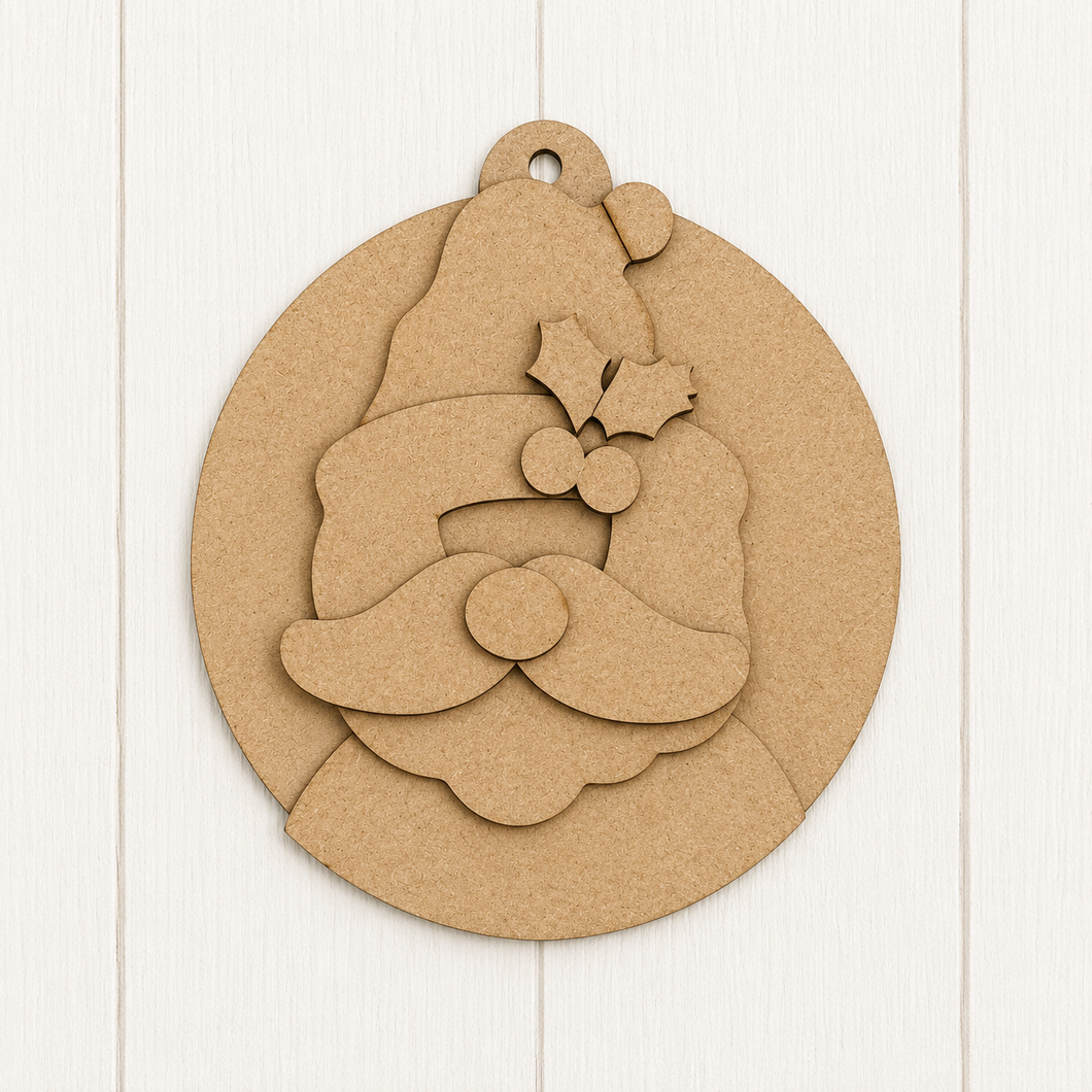 NO905 - MDF Santa Round Bauble Ornament