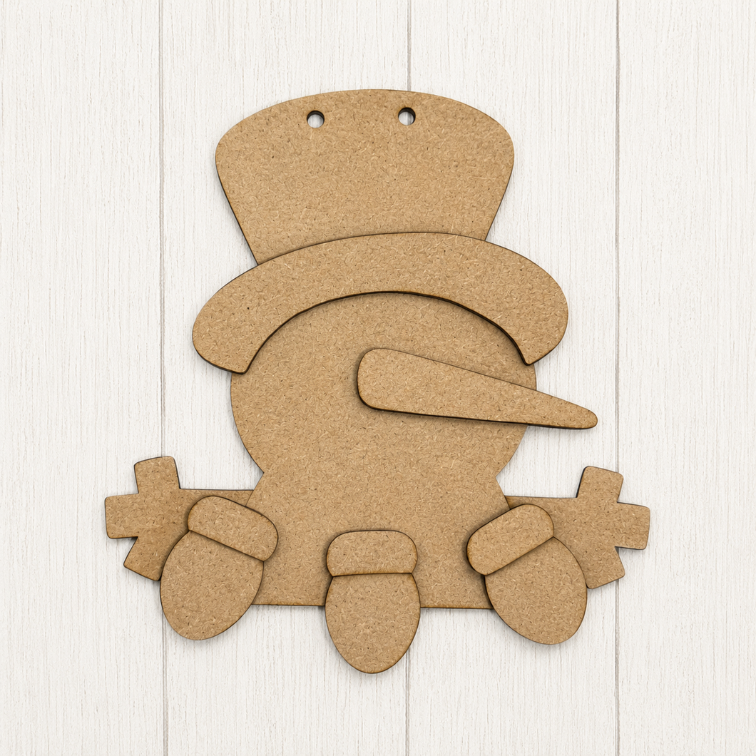 NO904 - MDF Snowman Lights Bauble Ornament