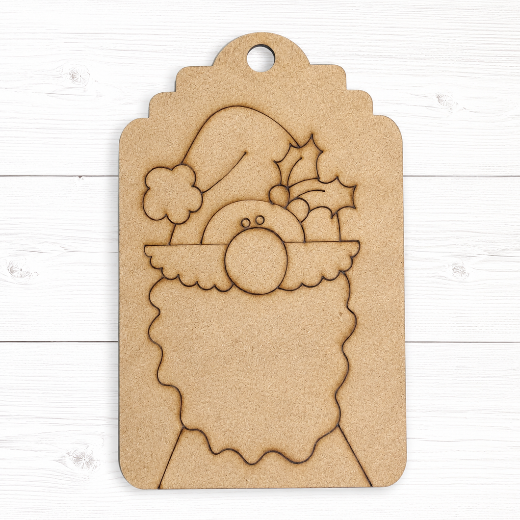 NO881 - MDF 2 Sizes  Christmas Hanging Bauble - Engraved Christmas Tag - Santa