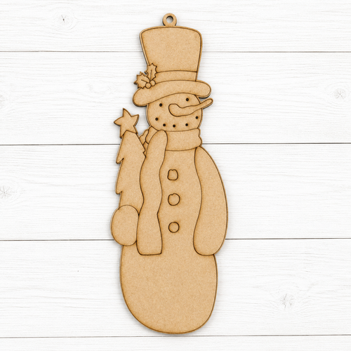 NO882 - MDF 2 Sizes Christmas Hanging Bauble - Engraved Christmas Tag - Skinny Snowman - Olifantjie - Wooden - MDF - Lasercut - Blank - Craft - Kit - Mixed Media - UK