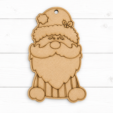 NO883 - MDF 2 Sizes  Christmas Hanging Bauble - Engraved Christmas Tag - Stripey Santa