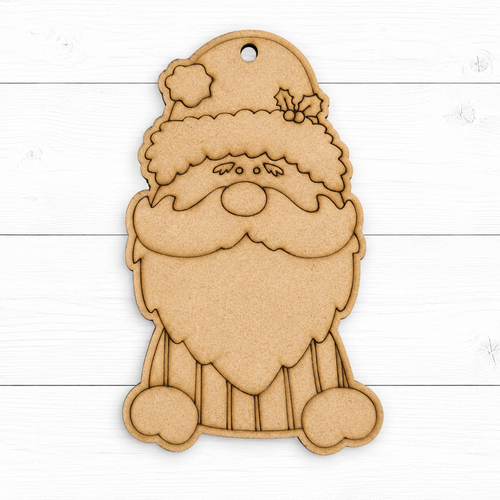 NO883 - MDF 2 Sizes Christmas Hanging Bauble - Engraved Christmas Tag - Stripey Santa - Olifantjie - Wooden - MDF - Lasercut - Blank - Craft - Kit - Mixed Media - UK