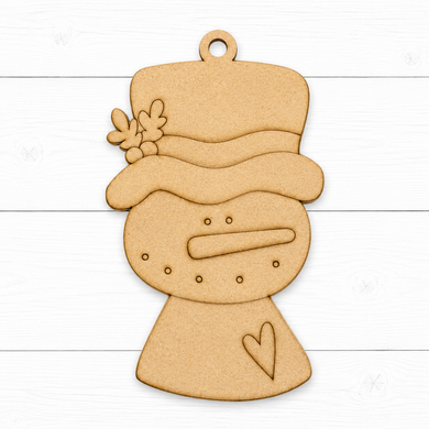 NO886 - MDF 2 Sizes  Christmas Hanging Bauble - Engraved Christmas Tag - Snowman Hat