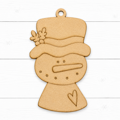 NO886 - MDF 2 Sizes Christmas Hanging Bauble - Engraved Christmas Tag - Snowman Hat - Olifantjie - Wooden - MDF - Lasercut - Blank - Craft - Kit - Mixed Media - UK