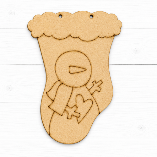 NO887 - MDF 2 Sizes Christmas Hanging Bauble - Engraved Christmas - Snowman Stocking - Olifantjie - Wooden - MDF - Lasercut - Blank - Craft - Kit - Mixed Media - UK