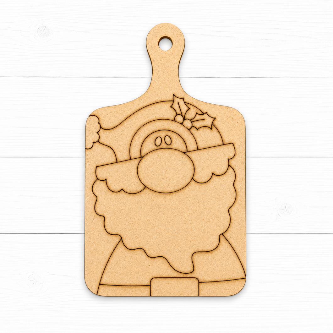 NO888 - MDF 2 Sizes  Christmas Hanging Bauble - Engraved Christmas  - Santa Chopping Board