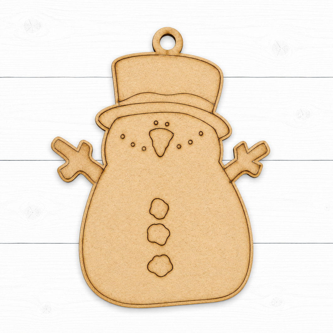 NO889 - MDF 2 Sizes  Christmas Hanging Bauble - Engraved Christmas  - Funny Snowman