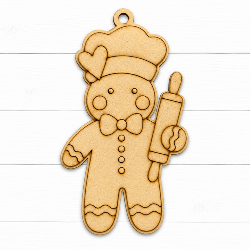 NO891 - MDF 2 Sizes Christmas Hanging Bauble - Engraved Christmas - Gingerbread Baker - Olifantjie - Wooden - MDF - Lasercut - Blank - Craft - Kit - Mixed Media - UK