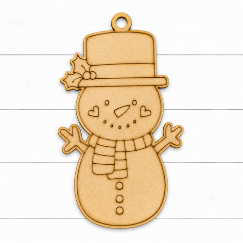 NO892 - MDF 2 Sizes Christmas Hanging Bauble - Engraved Christmas - Classic Snowman - Olifantjie - Wooden - MDF - Lasercut - Blank - Craft - Kit - Mixed Media - UK