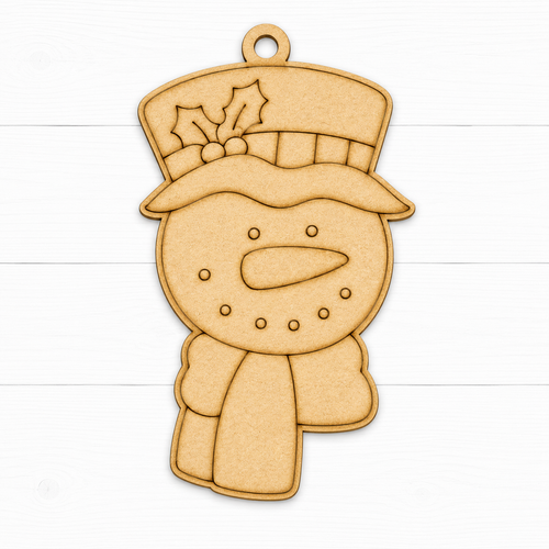 NO893 - MDF 2 Sizes Christmas Hanging Bauble - Engraved Christmas - Snowman Head - Olifantjie - Wooden - MDF - Lasercut - Blank - Craft - Kit - Mixed Media - UK