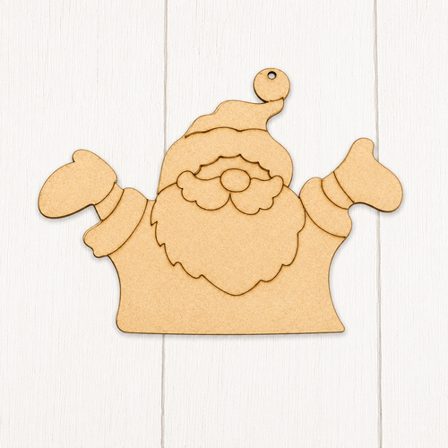 NO896 - MDF 2 Sizes Christmas Hanging Bauble - Engraved Christmas - Santa Hands - Olifantjie - Wooden - MDF - Lasercut - Blank - Craft - Kit - Mixed Media - UK