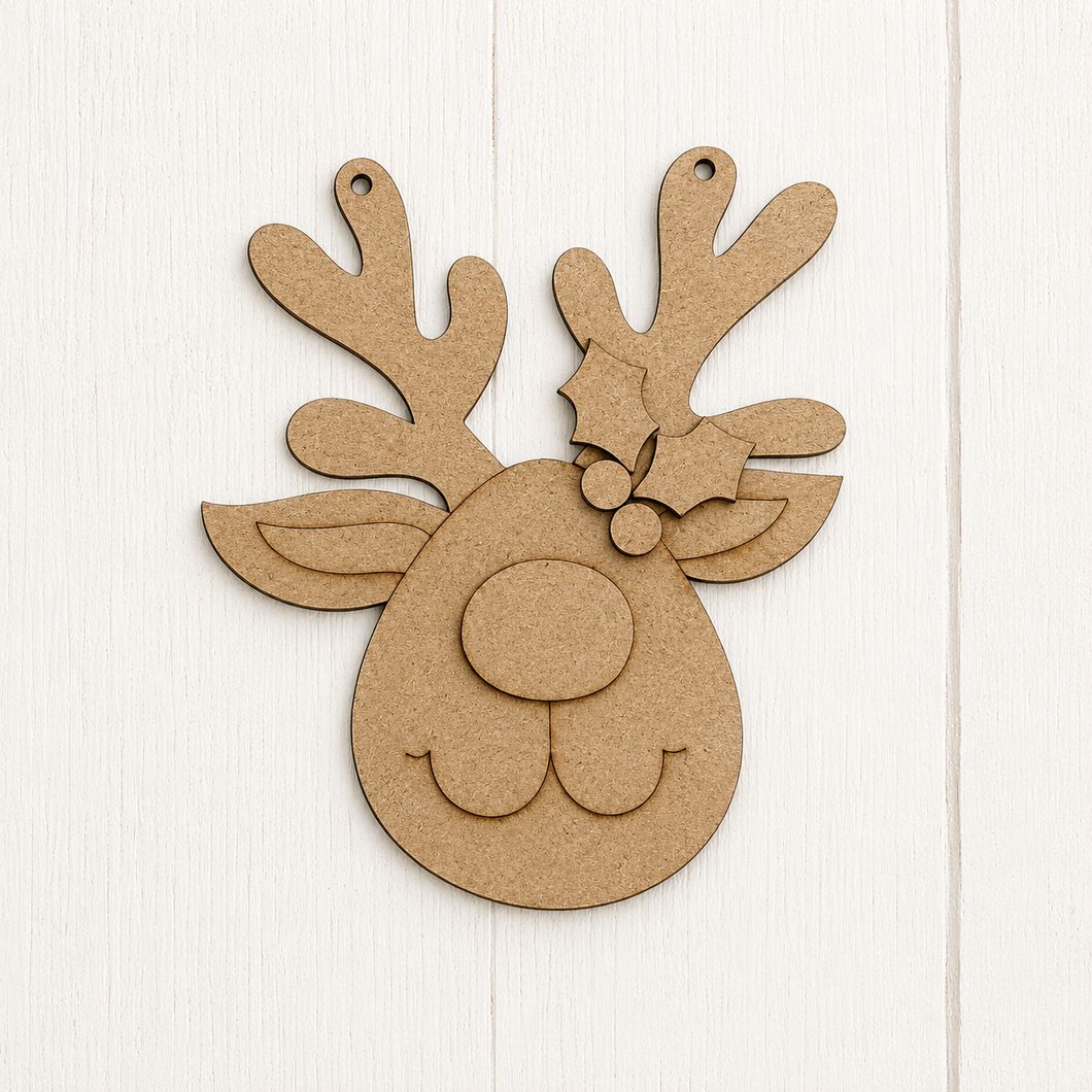 NO915 - MDF Reindeer Head Christmas Ornament