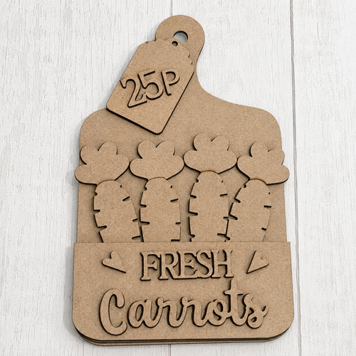NO917 - MDF Fresh Carrots Farmhouse Chopping Board - Olifantjie - Wooden - MDF - Lasercut - Blank - Craft - Kit - Mixed Media - UK