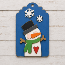 NO783 - MDF 2 Sizes Christmas Hanging Bauble - Snowman Tag Style 2 - Olifantjie - Wooden - MDF - Lasercut - Blank - Craft - Kit - Mixed Media - UK