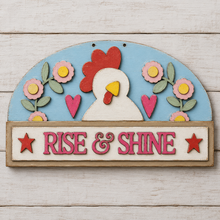 NO756 - MDF Large Rooster Rise and Shine Chicken Hanging Plaque - Olifantjie - Wooden - MDF - Lasercut - Blank - Craft - Kit - Mixed Media - UK