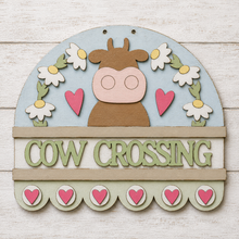 NO754 - MDF Large Cow Crossing Hanging Plaque - Olifantjie - Wooden - MDF - Lasercut - Blank - Craft - Kit - Mixed Media - UK