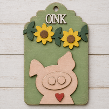 NO790 - MDF 3 Sizes Farm Hanging Bauble - Pig Tag - Olifantjie - Wooden - MDF - Lasercut - Blank - Craft - Kit - Mixed Media - UK