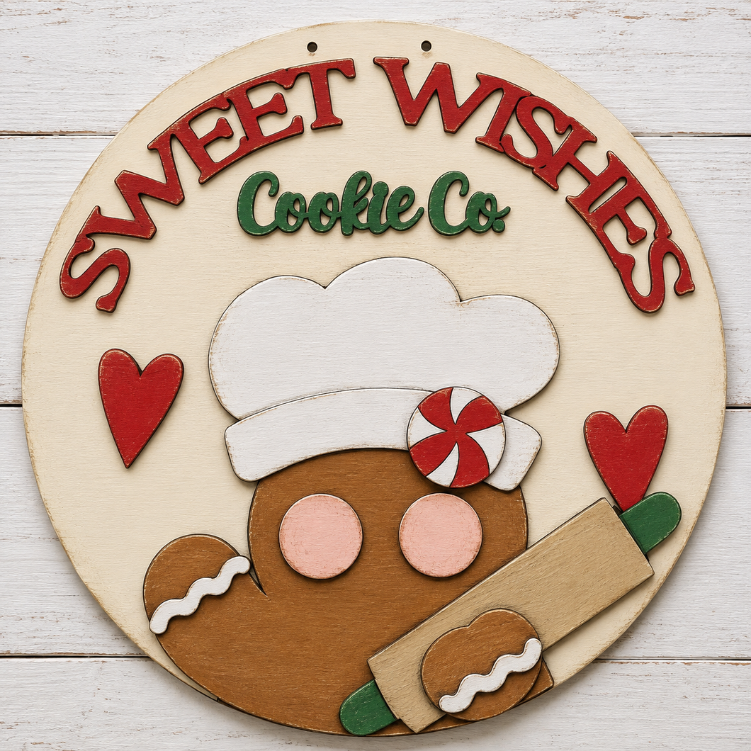 NO772 - MDF Round Sweet Cookies Gingerbread Hanging Plaque - Olifantjie - Wooden - MDF - Lasercut - Blank - Craft - Kit - Mixed Media - UK