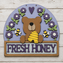 NO764 - MDF Large Bear Bee Fresh Honey Hanging Plaque - Olifantjie - Wooden - MDF - Lasercut - Blank - Craft - Kit - Mixed Media - UK