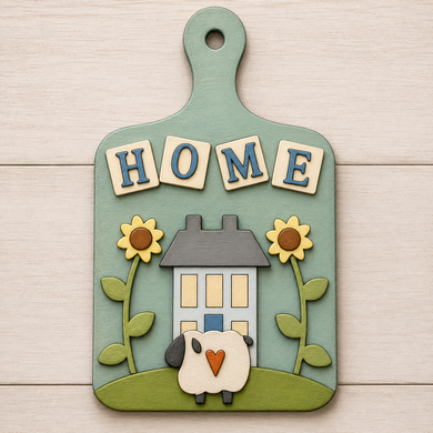 NO868 - MDF House and Sheep Chopping Board - Olifantjie - Wooden - MDF - Lasercut - Blank - Craft - Kit - Mixed Media - UK