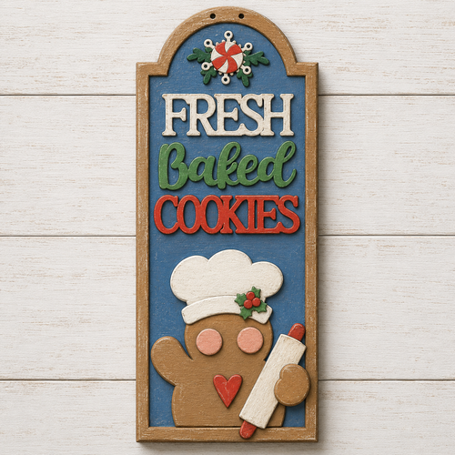 NO796 - MDF Fresh Gingerbread Hanging Plaque - Olifantjie - Wooden - MDF - Lasercut - Blank - Craft - Kit - Mixed Media - UK