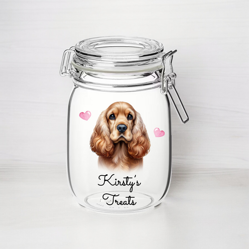 UV224 - Personalised Dog Treat UVDTF Decal with optional Heart colour - Cocker Spaniel - Olifantjie - Wooden - MDF - Lasercut - Blank - Craft - Kit - Mixed Media - UK