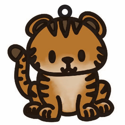 OL4496 - MDF Doodle Cute Animal Hanging - Tiger 1 - Olifantjie - Wooden - MDF - Lasercut - Blank - Craft - Kit - Mixed Media - UK
